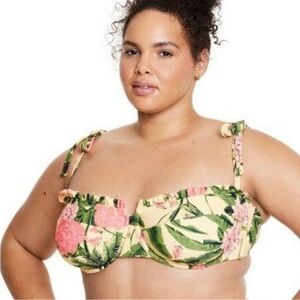 Agua Bendita yellow and pink hydrangeas push up swim bikini